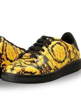Versace Men's Baroque Signature Print 100% Leather Sneakers Shoes US 11 IT 44